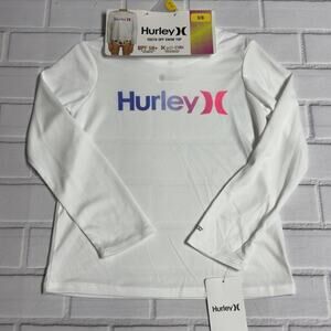Hurley Girls Long Sleeve Dri-Fit UPF 50+ Shirt White Size 5/6 Swim Top